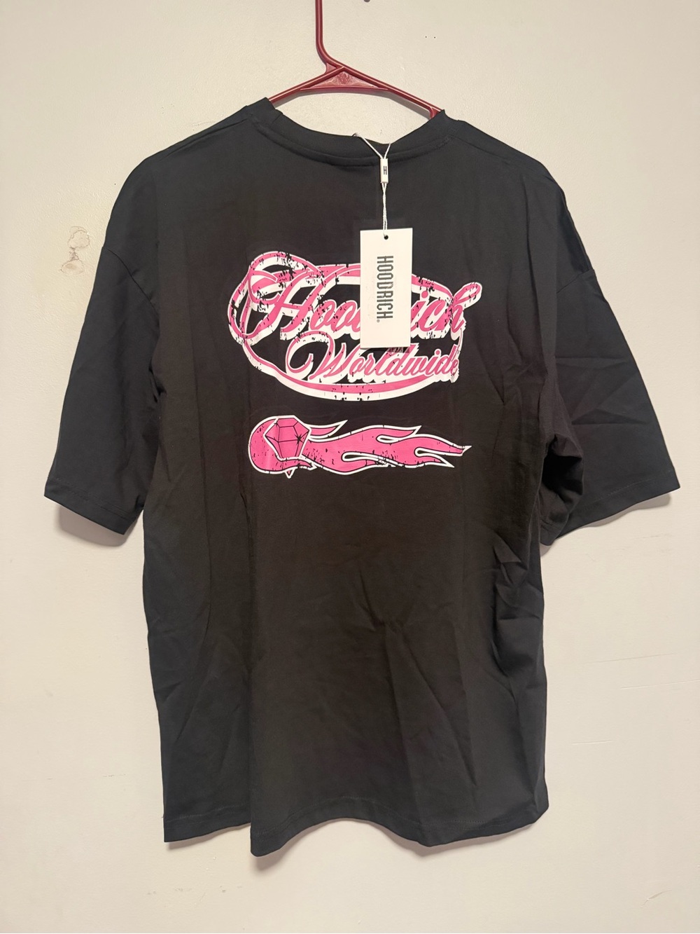 Hoodrich Black Short Sleeve Tee with Pink Graphic